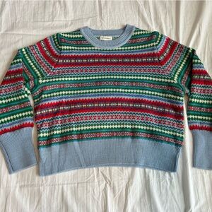 Free Assembly Colorful Striped Crew Neck Sweater